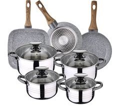 Bateria de cocina 8 piezas + juego de sartenes