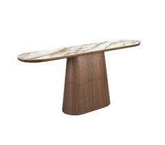 Consola ovalada medio punto mármol porcelánico