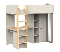Cama Alta Juvenil Camillia 2 Puertas 3 Estantes