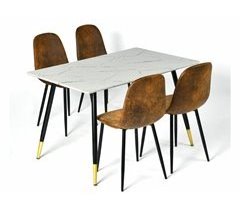 Conjunto de mesa y 4 sillas de piedra brillante