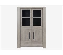 Vitrina 4 puertas BOSTON roble y gris