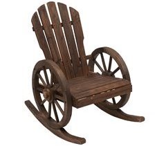 Mecedora Rústica de Exterior Madera Maciza de Abeto Outsunny
