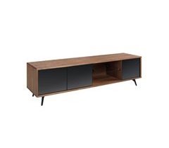 ANGEL CERDA Mueble TV cristal templado, nogal y acero