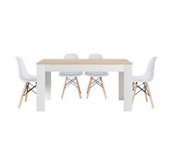Mesa de Comedor o Cocina + 4 Sillas Estilo Nordico 138x80