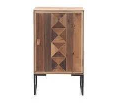 Mesilla de noche de madera reciclada 1 puerta con base de metal