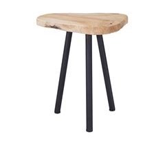 Mesa auxiliar de teca desmontable con patas de metal