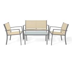 Sofa + 2 Sillas + Mesa de Cristal Templado.