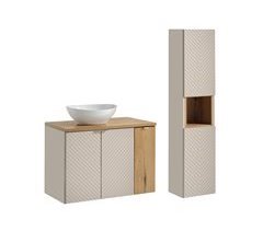 Conjunto mueble lavabo individual 3 puertas y columna Manoa