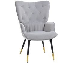 Sillón Individual Terciopelo, Espuma, Acero HOMCOM