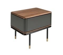 Mesita de noche madera, acero 7170