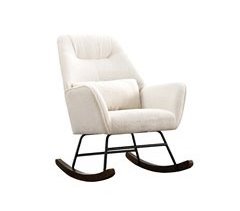 Mecedora de lana, estructura metal y base madera