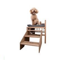 Cama elevada mascotas Faunatic con escalera y colchón Ortoflex