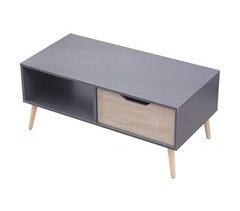 Mesa de centro FREJA de estilo escandinavo con cajón 50x100