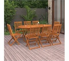 Set de comedor de jardín 9 piezas madera maciza de acacia