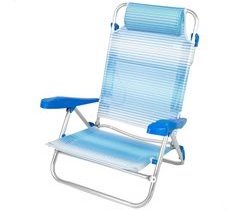 Aktive Silla de playa plegable y reclinable 7 posiciones rayas c/cojín y asas mano