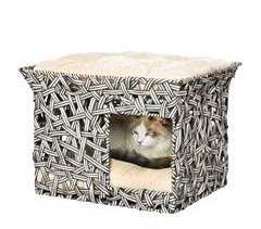 Cesta de Ratán para Gatos Metal, Ratán PE y Algodón PP PawHut