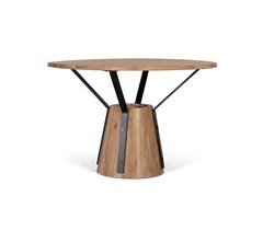 Mesa de comedor redonda en madera de mango y metal diámetro