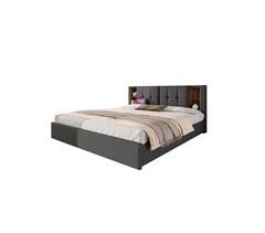 Cama de matrimonio de lino con 4 cajónes