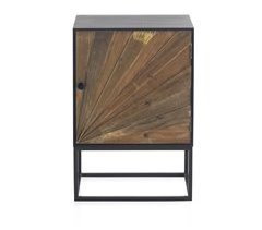 Mesilla de noche de madera 1 puerta con base de metal