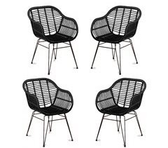 Pack de 4 sillas de comedor de ratán - Midi
