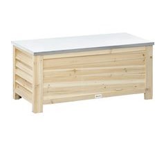 Baúl de Almacenaje Madera de Abeto, Metal Galvanizado Outsunny