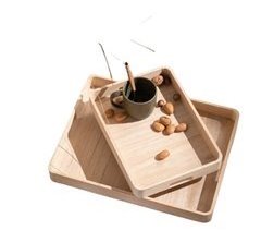 Set de 2 bandejas de madera rectangulares