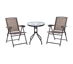 Conjunto Mesa y 2 Sillas Metal, Texteline Outsunny