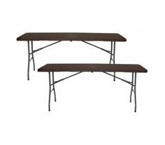 Pack 2 Mesas Plegables Rectangulares Efecto Madera O91