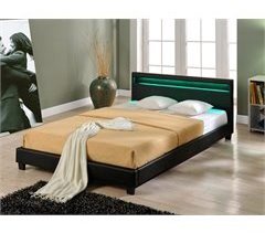Corium Cama Doble Paris  tapizada en piel sintética - con LED 189x210