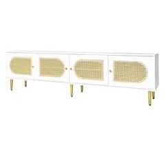 Mueble de TV de ratán con 4 puertas y tiradores