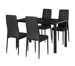 Conjunto de Comedor Vidrio Templado, Metal HOMCOM, hogar - cocina