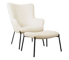 Sillón borreguito efecto lana rizada con reposapiés