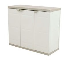 Armario bajo de exterior con 2 puertas y 2 estantes regulables