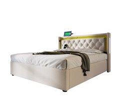 Cama de matrimonio de algodón con almacenaje 150x208
