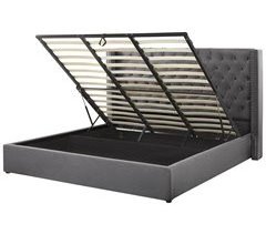 Beliani Cama con almacenaje Terciopelo LUBBON 210x217