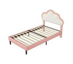 Cama tapizada de con cabecero ajustable, LED 100x202