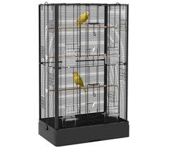 Jaula para Pájaros Acero, Madera de Abeto PawHut