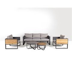 Set de jardín MÓNACO con mesa redonda y 3 sillones