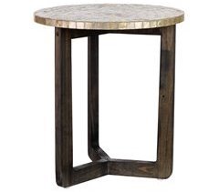 Mesa auxiliar de madera y capiz