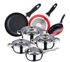 Batería de cocina 7 piezas + juego de 3 sartenes