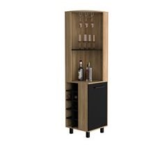 Mueble Bar Kaia en melamina con 3 estantes y gabinete inferior