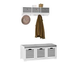 Mueble Recibidor Zapatero Con Perchero SoBuy FSR23-W+FRG282-W