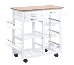 Carrito de Cocina Pino, MDF HOMCOM, hogar - cocina