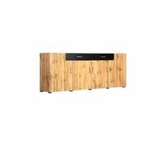 Aparador efecto madera con 4 puertas y 2 cajones y tiradores