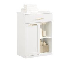 Armario de baño con 1 Cesto para Colada y 1 Cajón BZR66-W SoBuy