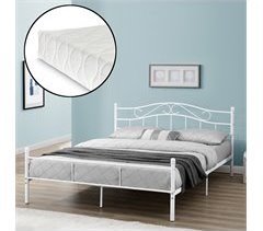 Cama doble (Florenz)  con cabecero curvado, colchón y  somier 166x208