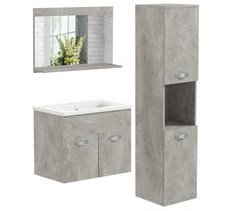 Conjunto de Muebles de Baño Melamina de Madera, Cerámica, Vidrio