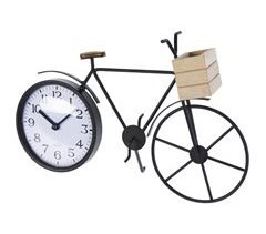 Well Home Reloj de sobremesa de metal con diseño de bicicleta