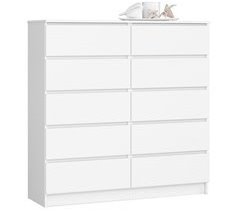 Cómoda K120 AKORD 10 cajones color Blanco, Blanco brillo 120 cm 120