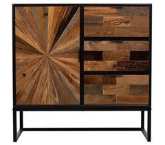 Recibidor de madera y metal de 1 puerta y 3 cajones